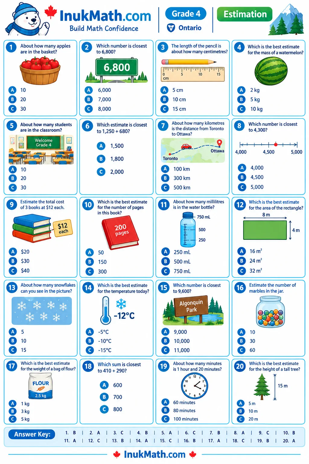 Estimation – Grade 4 math worksheet