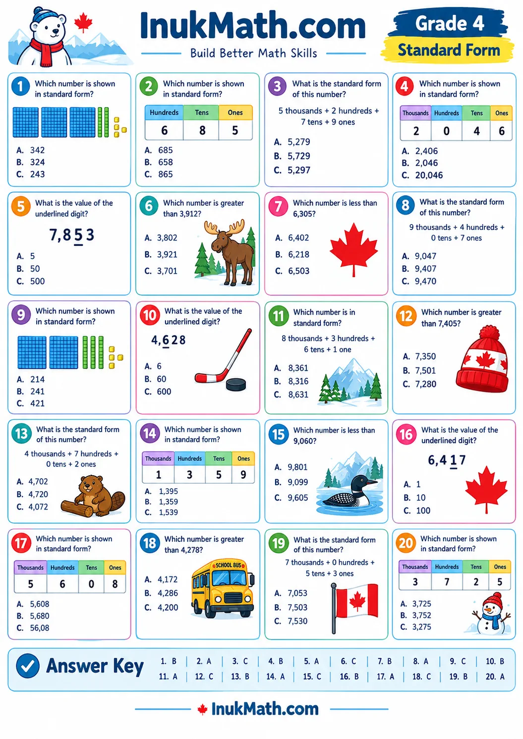 Standard Form – Grade 4 math worksheet