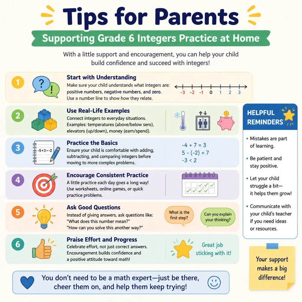 Tips for Parents Supporting Grade 6 Integers Practice at Home