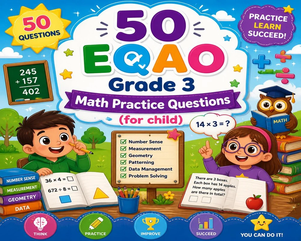 50 EQAO Grade 3 Math Practice Questions