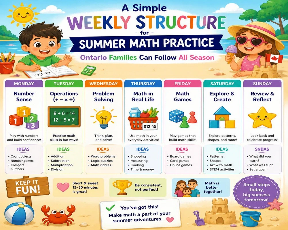 A Simple Weekly Structure for Summer Math Practice Ontario Families Can Follow All Season