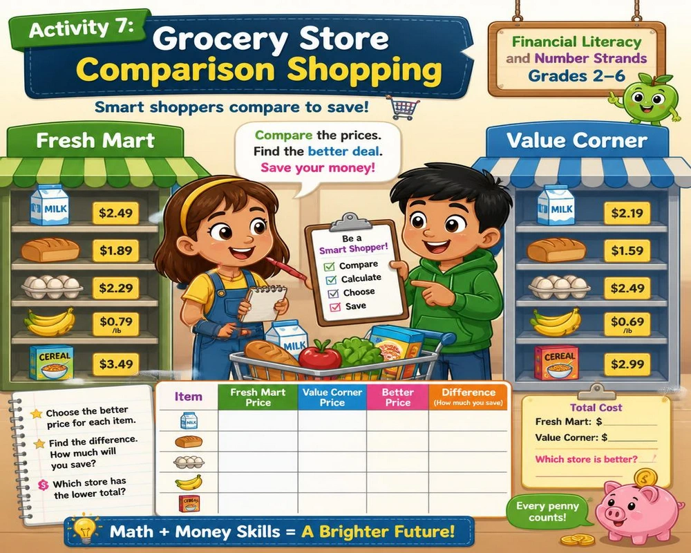 Activity 7: Grocery Store Comparison Shopping (Financial Literacy and Number Strands, Grades 2-6)
