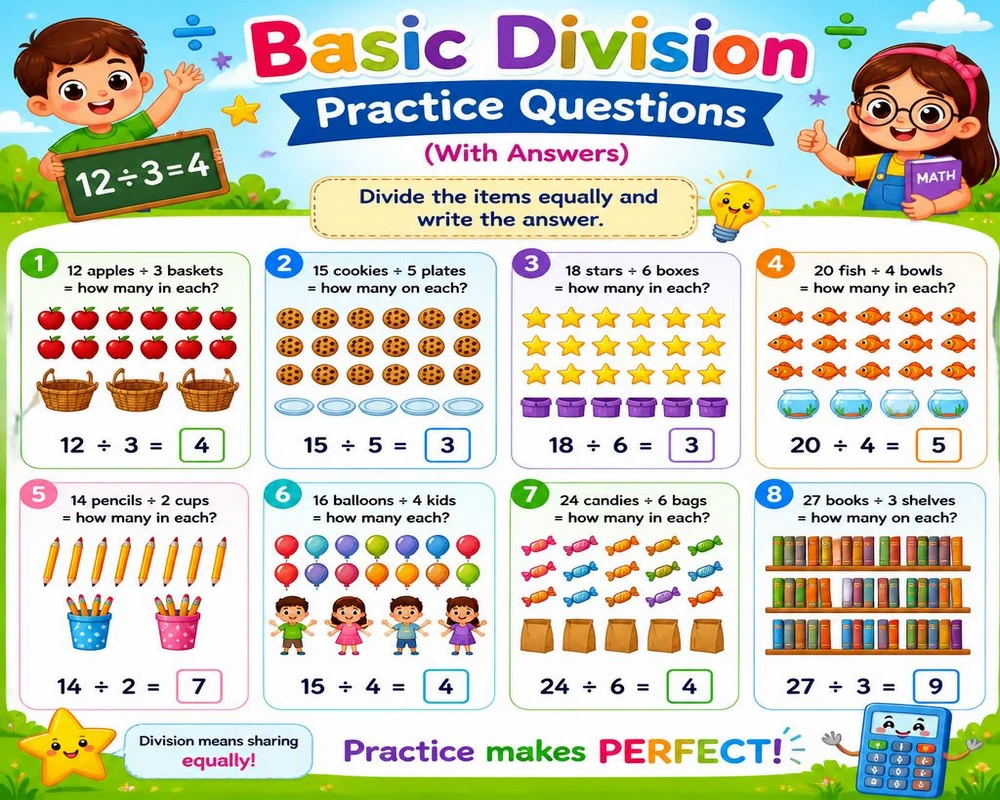 Basic Division Practice Questions (With Answers)
