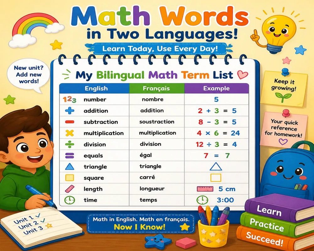 Build a Simple Bilingual Math Term List