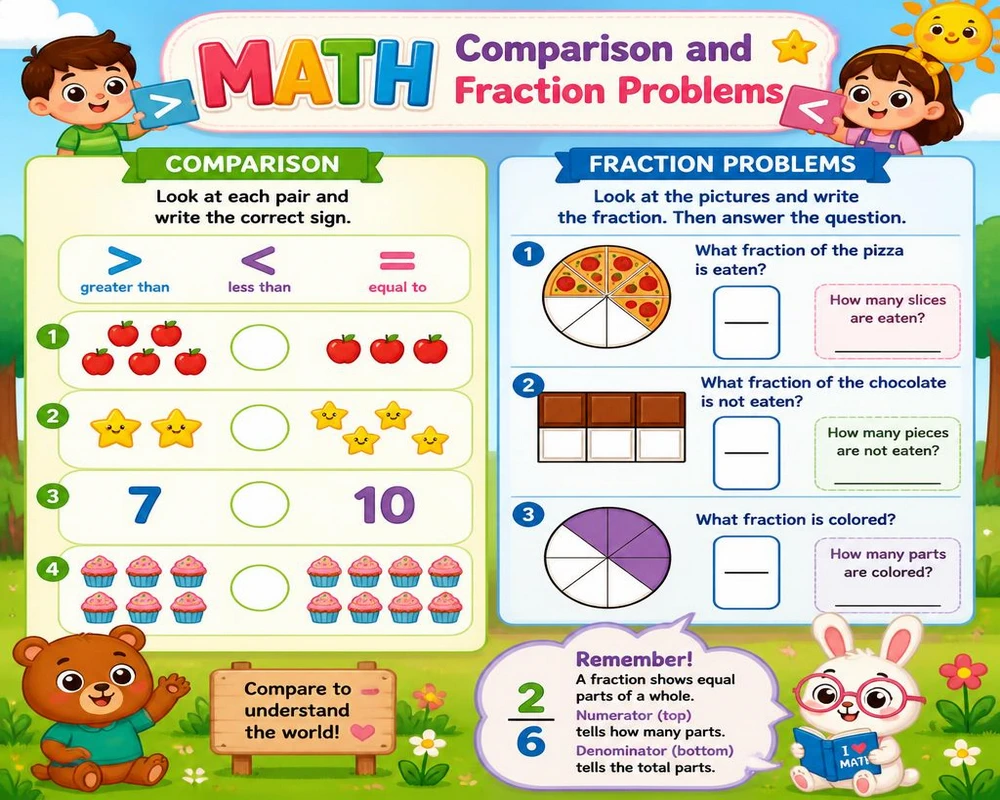 Comparison and Fraction Problems