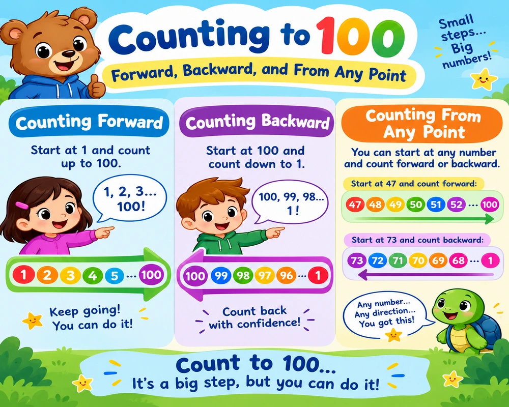 Counting to 100: Forward, Backward, and From Any Point