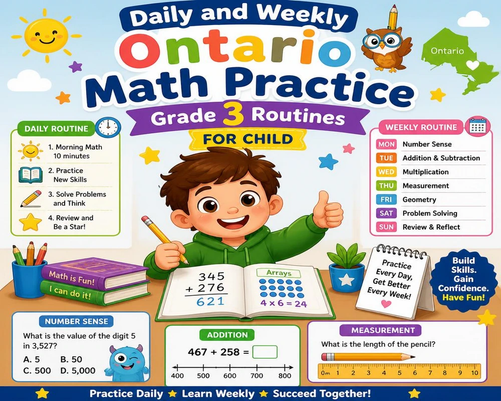 Daily and Weekly Ontario Math Practice Grade 3 Routines