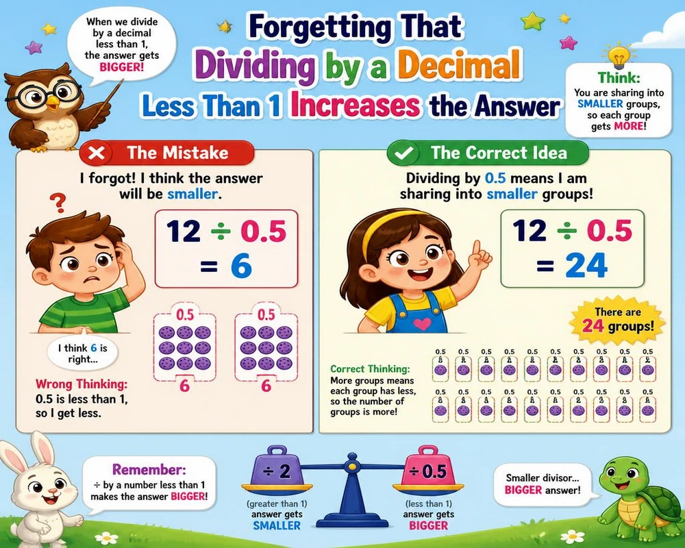 Forgetting That Dividing by a Decimal Less Than 1 Increases the Answer