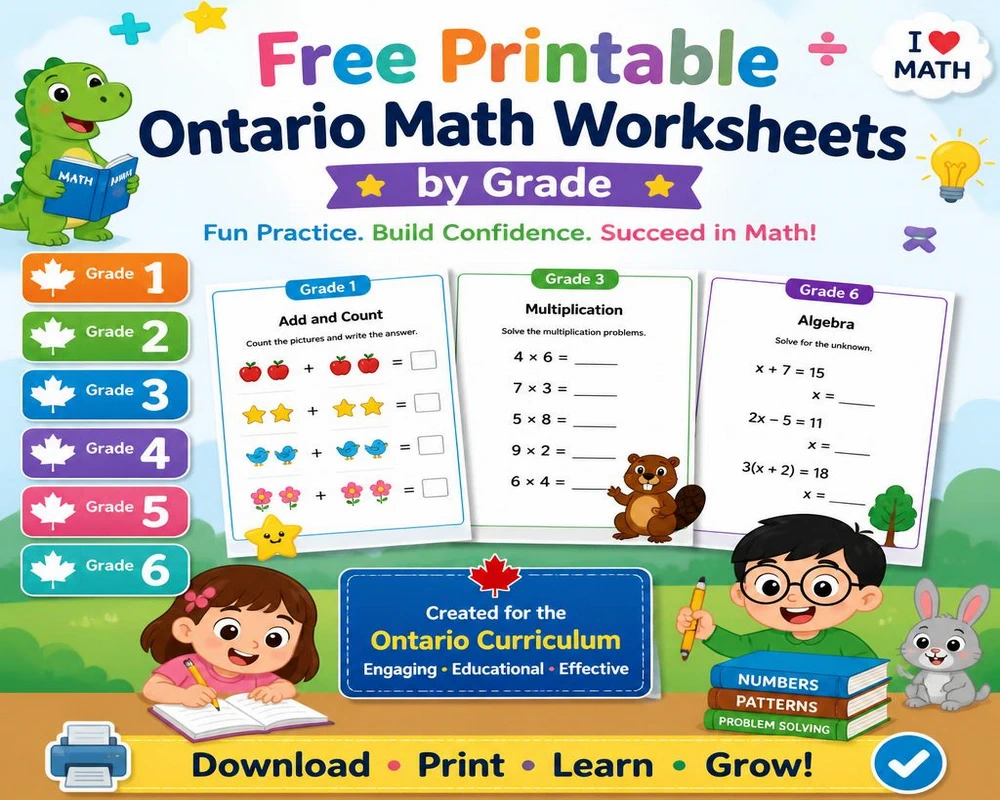 Free Printable Ontario Math Worksheets by Grade