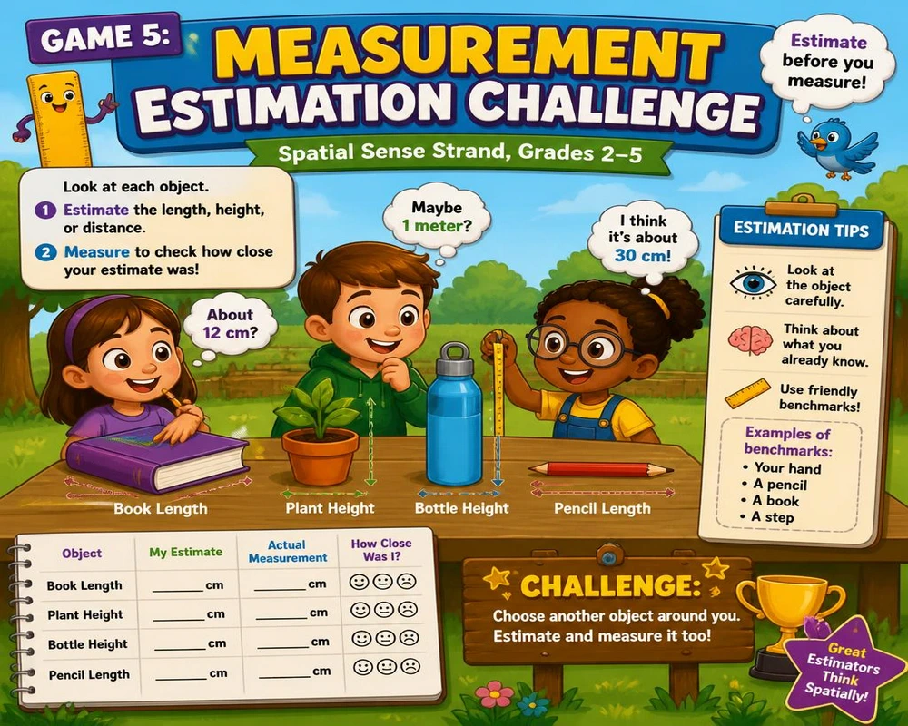Game 5: Measurement Estimation Challenge (Spatial Sense Strand, Grades 2-5)