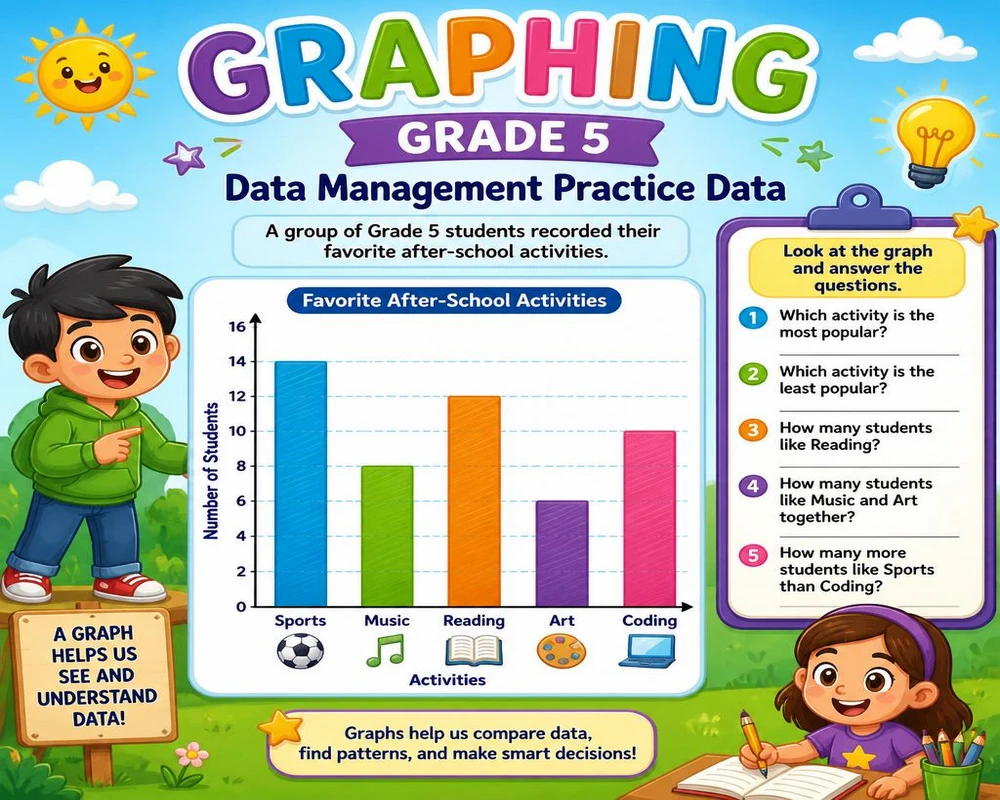 Graphing Grade 5 Data Management Practice Data