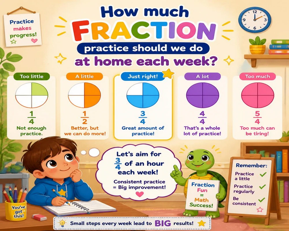 How much fraction practice should we do at home each week?