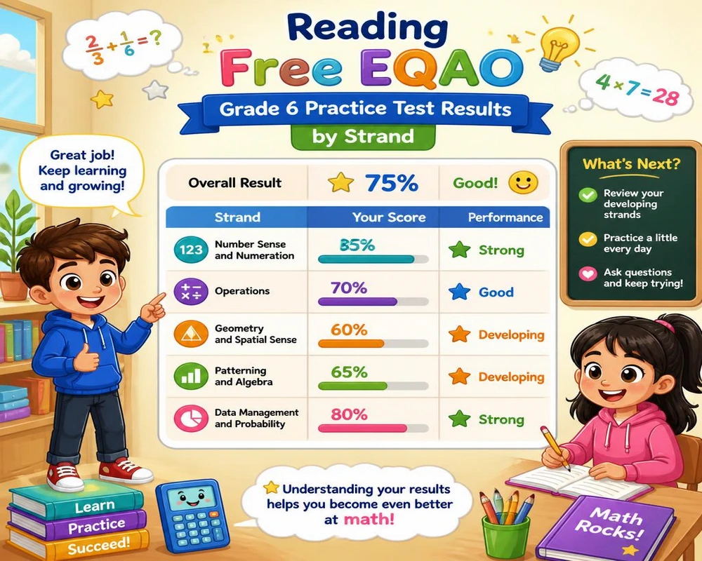 Reading Free EQAO Grade 6 Practice Test Results by Strand