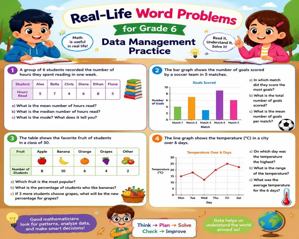 Real-Life Word Problems for Grade 6 Data Management Practice