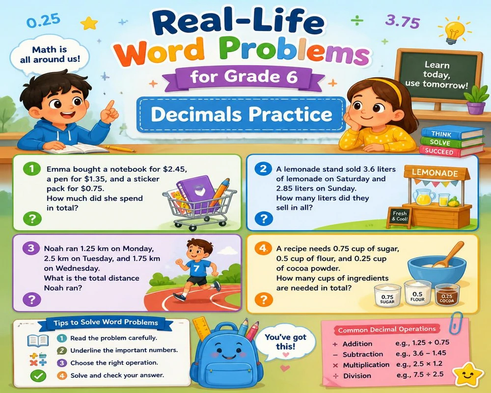 Real-Life Word Problems for Grade 6 Decimals Practice
