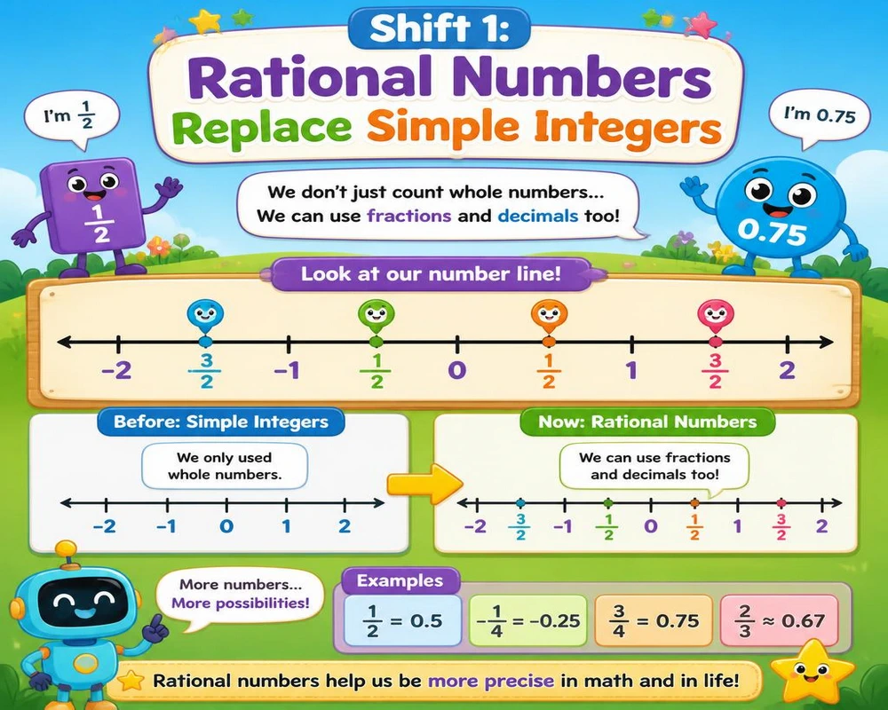 Shift 1: Rational Numbers Replace Simple Integers