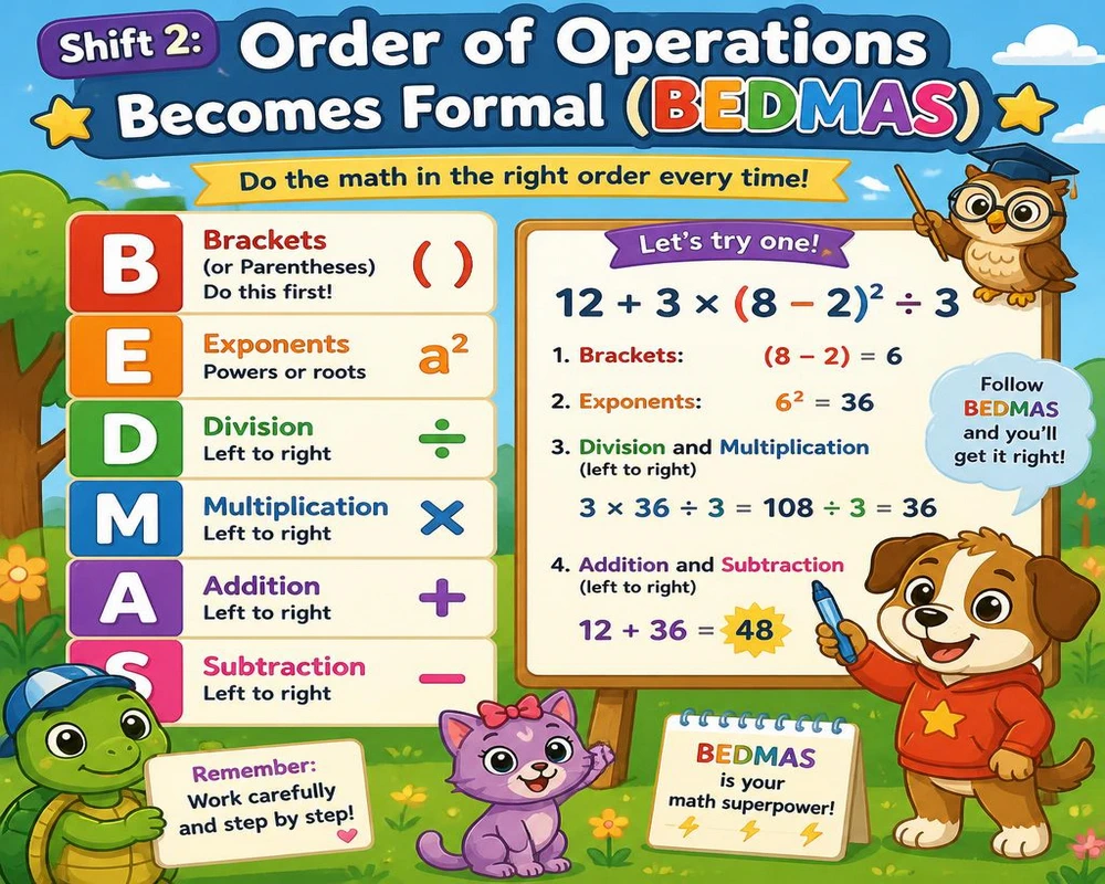 Shift 2: Order of Operations Becomes Formal (BEDMAS)