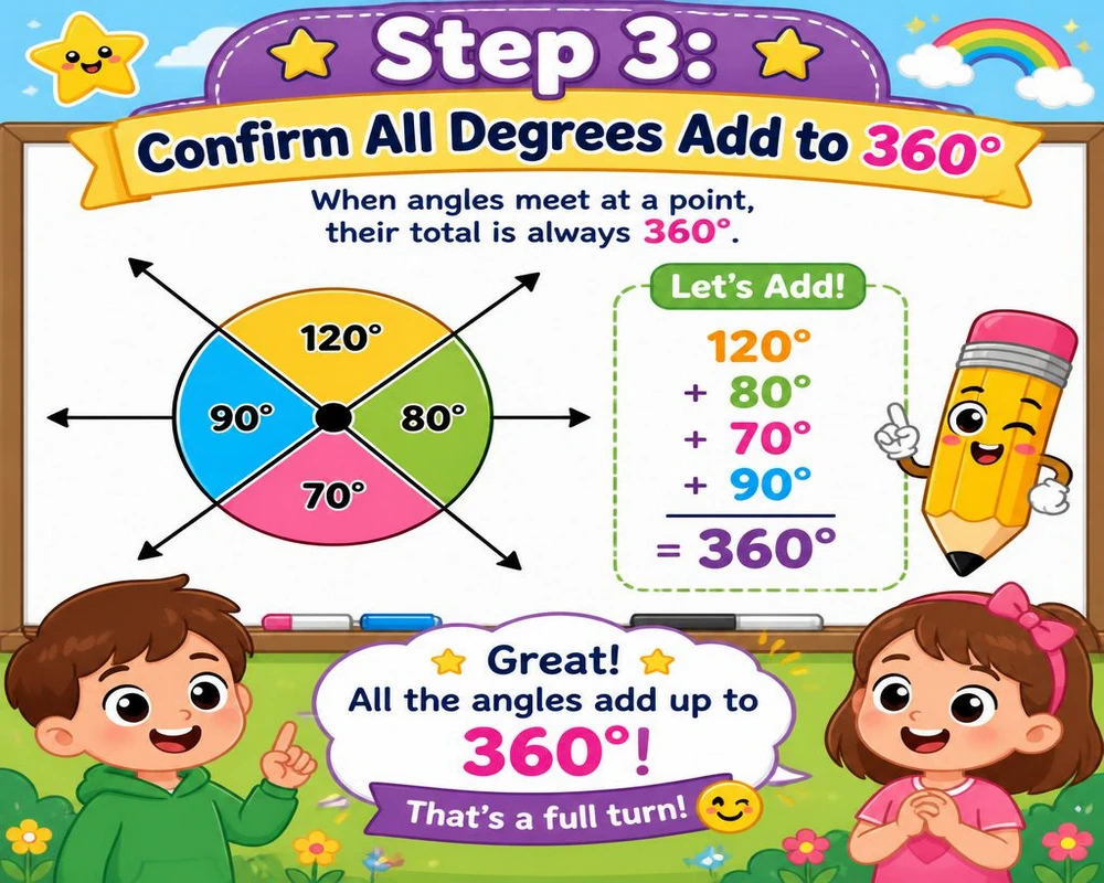 Step 3: Confirm All Degrees Add to 360
