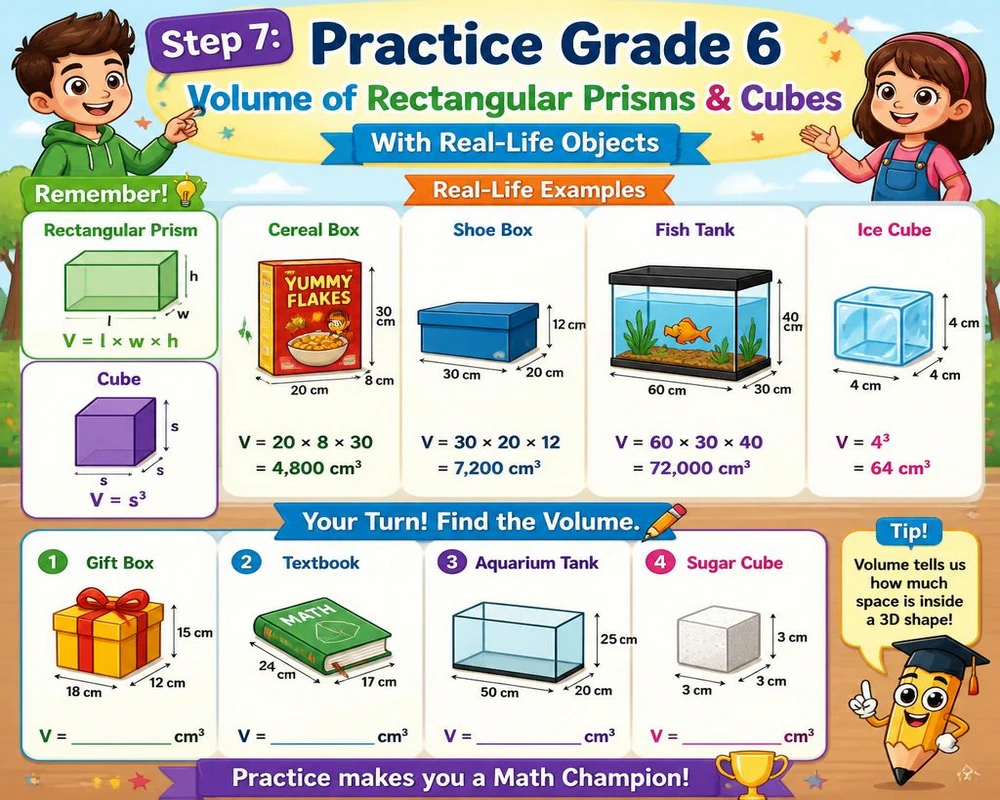 Step 7: Practice Grade 6 Volume Rectangular Prisms Cubes With Real-Life Objects