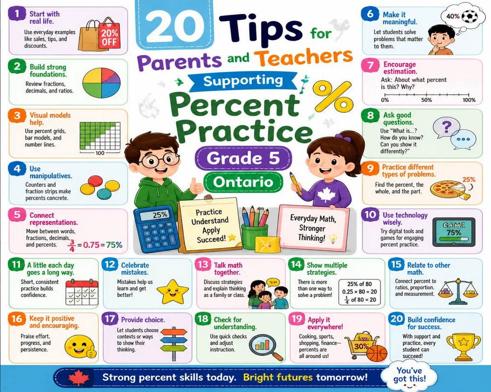 Tips for Parents and Teachers Supporting Percent Practice Grade 5 Ontario