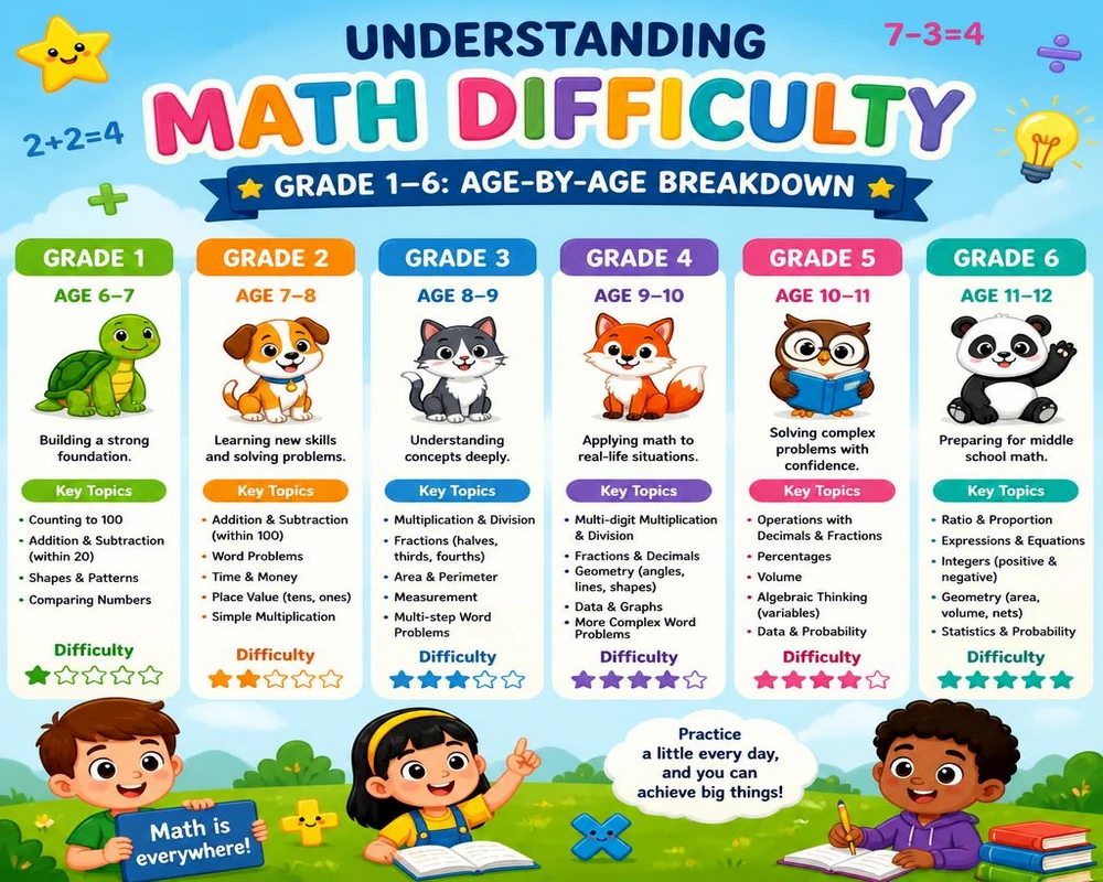 Understanding Math Difficulty Grade 1-6: Age-by-Age Breakdown