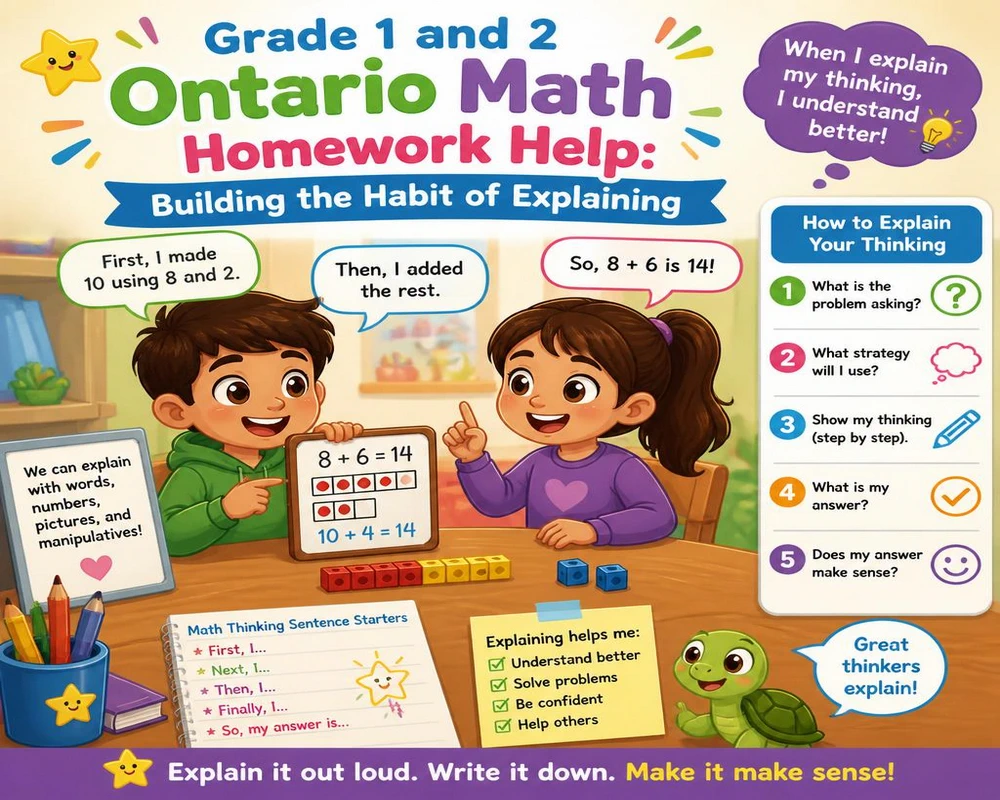 Grade 1 and 2 Ontario Math Homework Help: Building the Habit of Explaining