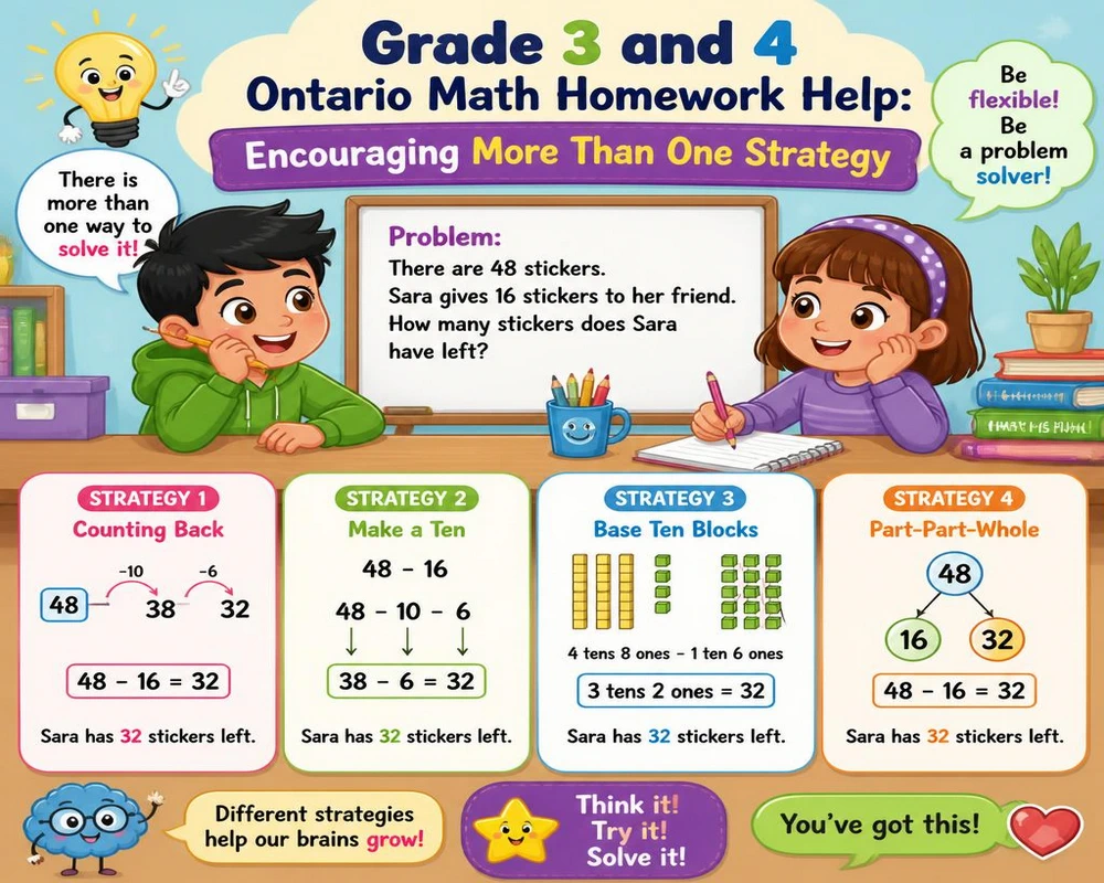 Grade 3 and 4 Ontario Math Homework Help: Encouraging More Than One Strategy