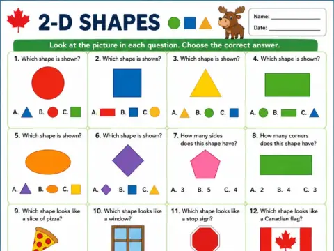 2-D Shapes – Grade 1 math worksheet preview