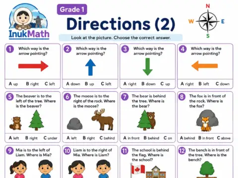 Directions – Grade 1 math worksheet preview