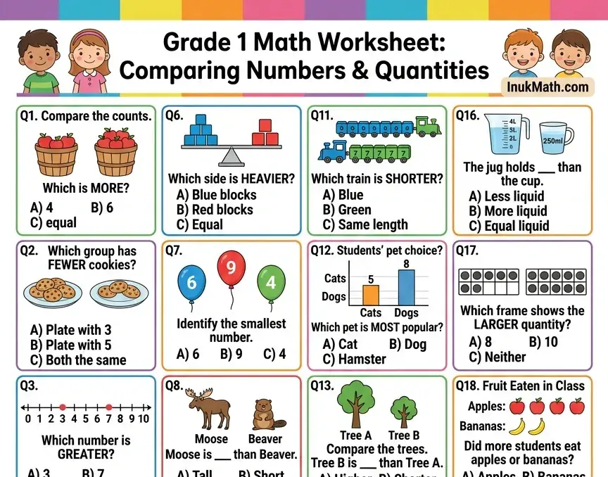 Math Practice 1 – Grade 1 math worksheet (preview)
