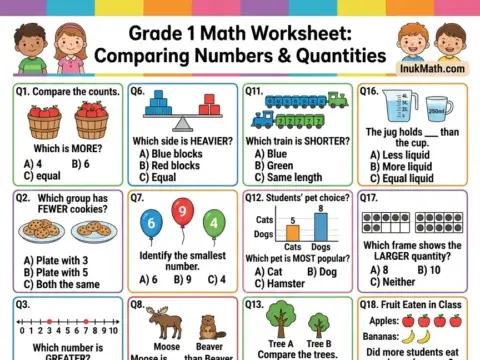 Math Practice 1 – Grade 1 math worksheet preview