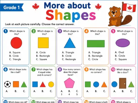 More about Shapes – Grade 1 math worksheet preview