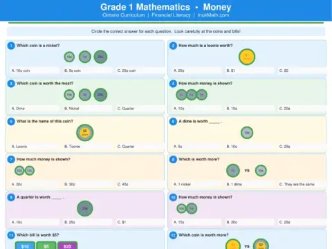 Skip Counting – Grade 1 math worksheet preview