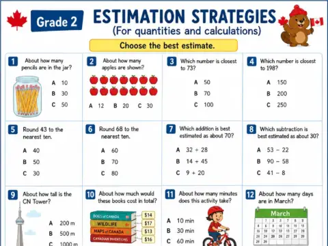 Estimation Strategies – Grade 2 math worksheet preview