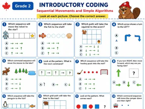 Introductory Coding – Grade 2 math worksheet preview