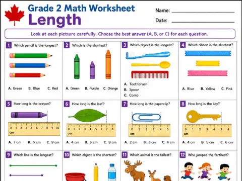 Length – Grade 2 math worksheet preview
