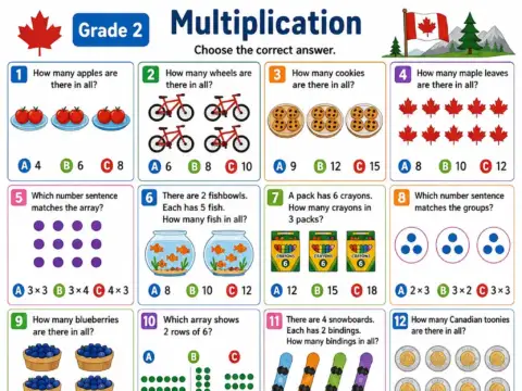 Multiplication – Grade 2 math worksheet preview