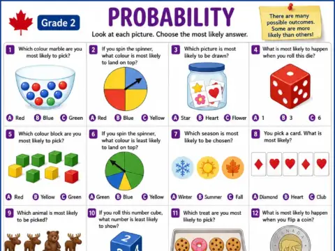 Probability – Grade 2 math worksheet preview