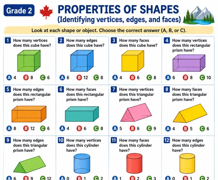 Properties of Shapes – Grade 2 math worksheet (preview)