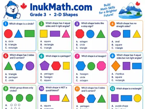 2D Shapes (Part 1) – Grade 3 math worksheet preview