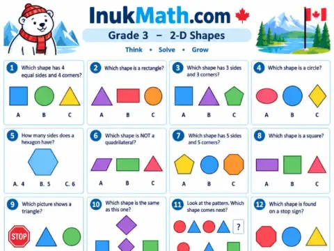 2D Shapes (Part 2) – Grade 3 math worksheet preview