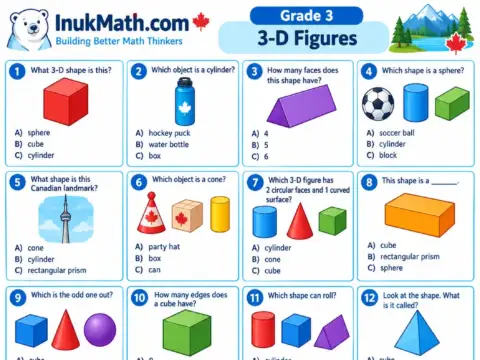 3D Figures (Part 2) – Grade 3 math worksheet preview
