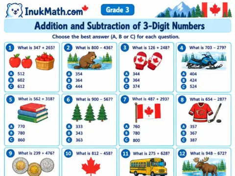 Addition and Subtraction of 3-Digit Numbers (Part 2) – Grade 3 math worksheet preview