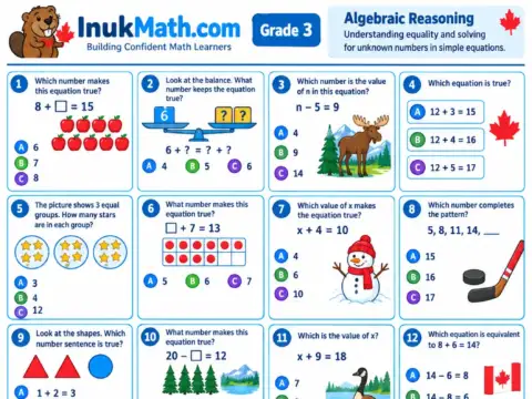 Algebraic Reasoning – Grade 3 math worksheet preview