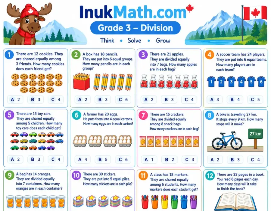 Division (Part 1) – Grade 3 math worksheet (preview)