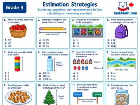 Estimation Strategies – Grade 3 math worksheet preview