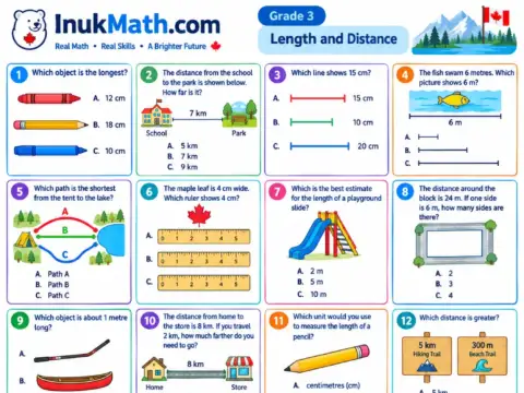 Length and Distance – Grade 3 math worksheet preview