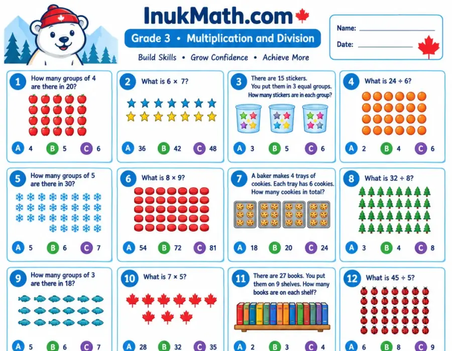 Multiplication and Division – Grade 3 math worksheet (preview)