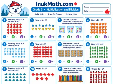 Multiplication and Division – Grade 3 math worksheet preview