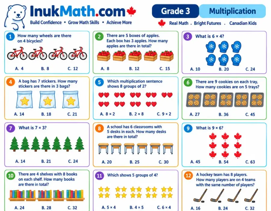 Multiplication (Part 2) – Grade 3 math worksheet (preview)